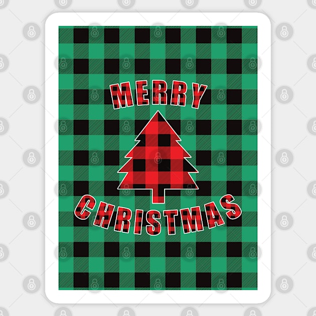 Merry Christmas Buffalo Plaids Christmas Tree Sticker by DPattonPD